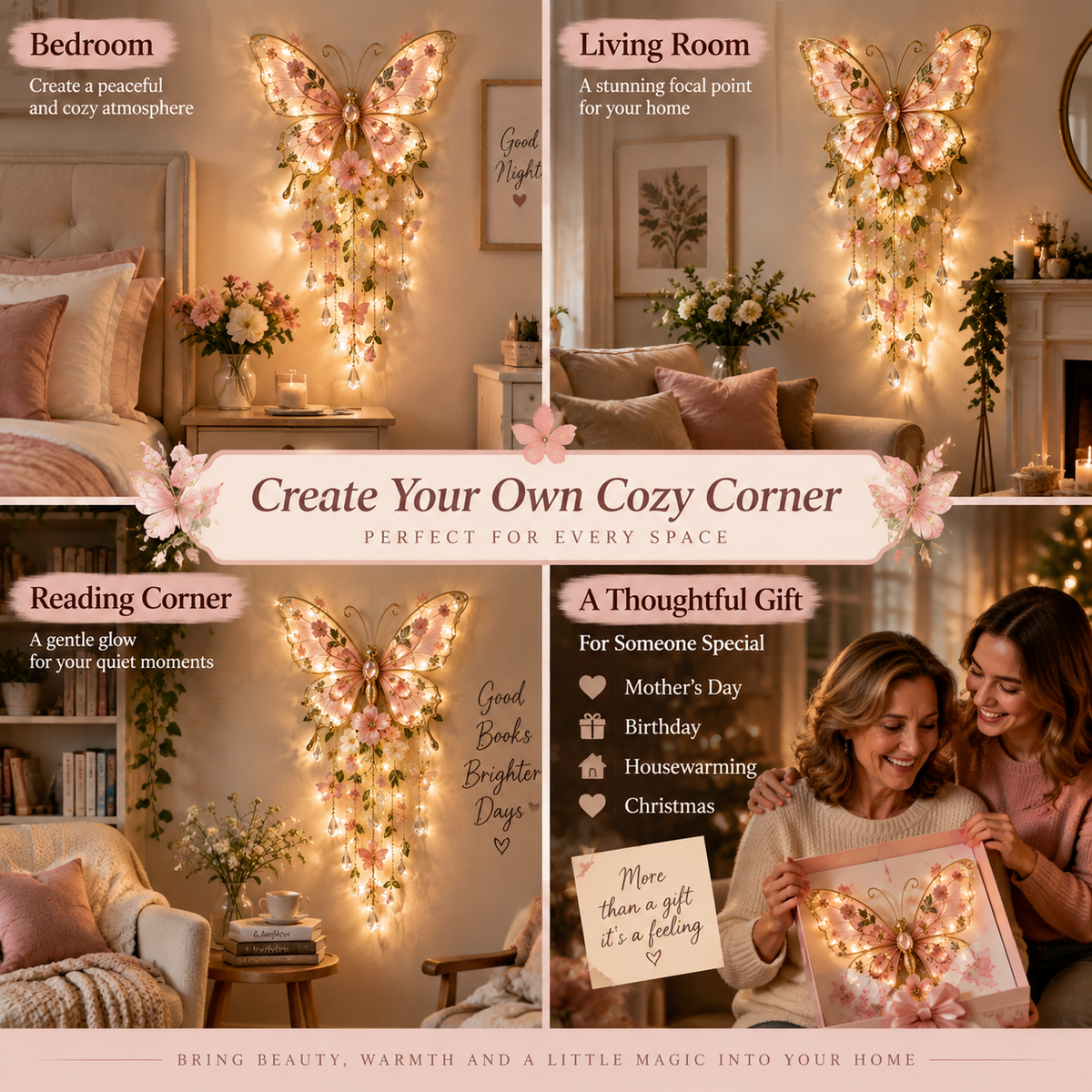 🔥Last Day 49%🦋✨ Enchanted Butterfly Cascade Light – Magical Lighted Wall Decor