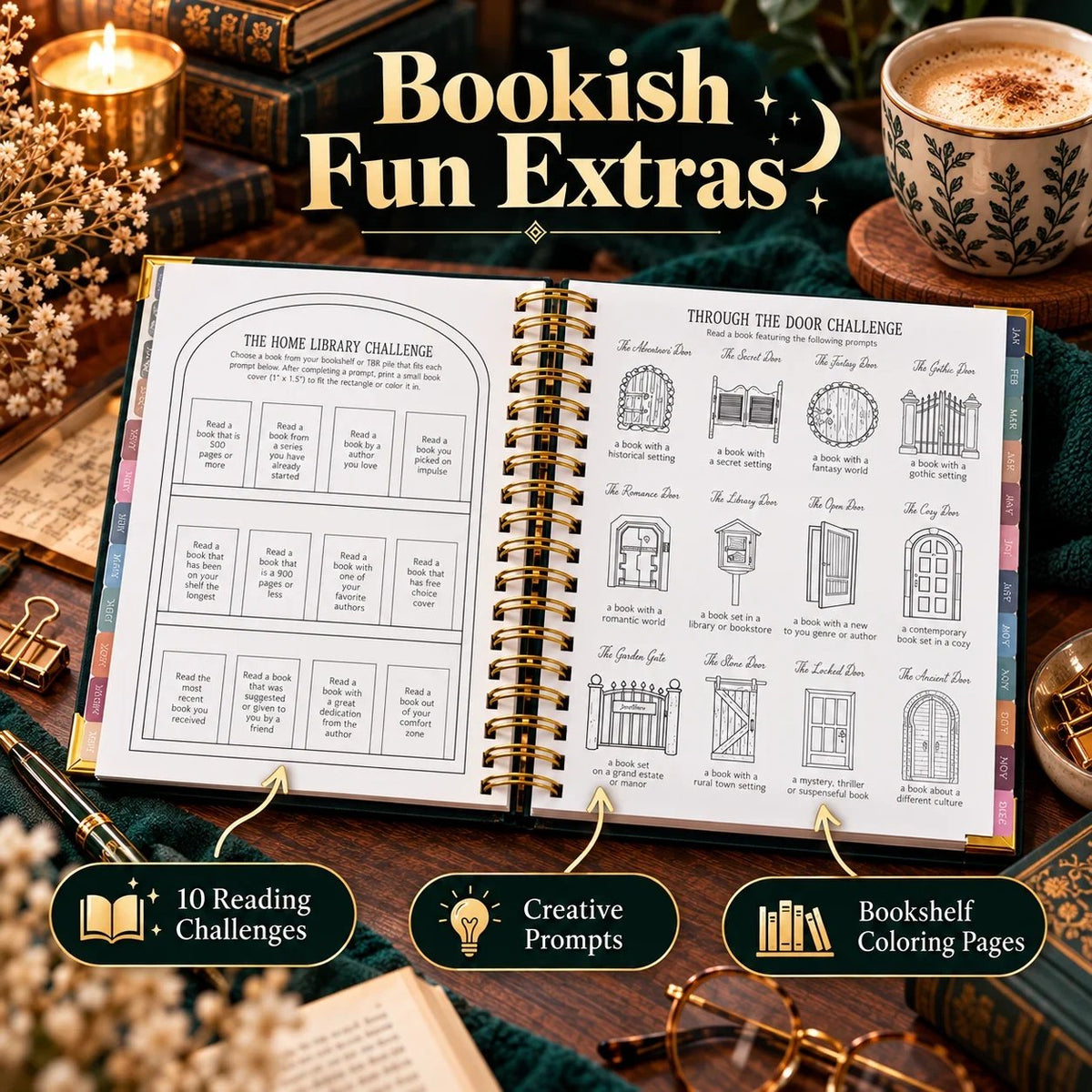 📖✨Midnight Study Hardcover Reading Planner for Book Lovers