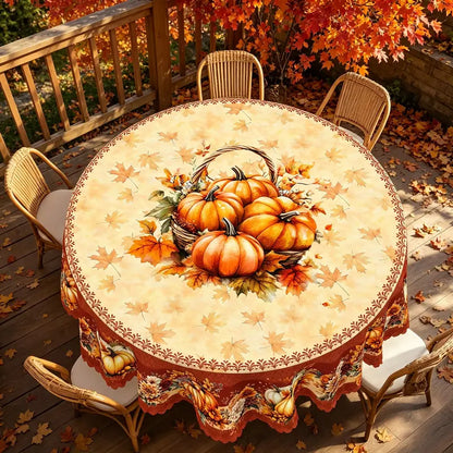 🥰🌻Thanksgiving Tablecloth ，Stain Resistant Washable Polyester Turkey Harvest Tablecloths