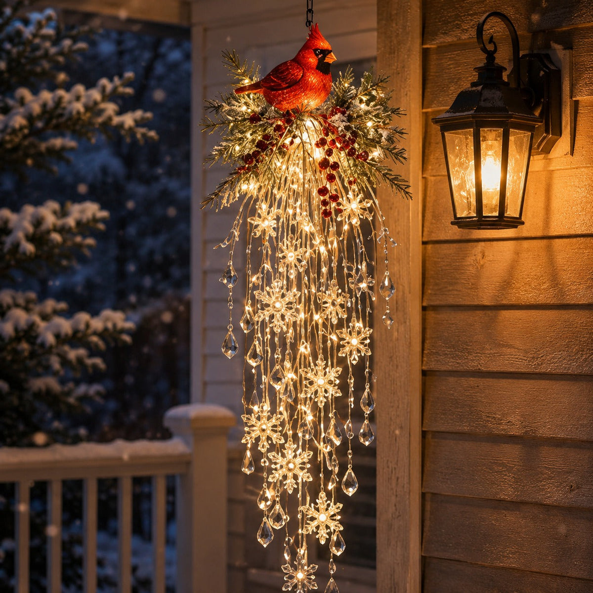 🔥 50% OFF Today 🎅 Christmas Hanging Snowflake & Crystal LED Light | Magical Porch Glow ✨