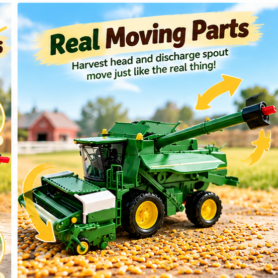 Interactive Farm Harvester Toy Car | Large Size Inertial Combine With Working Parts