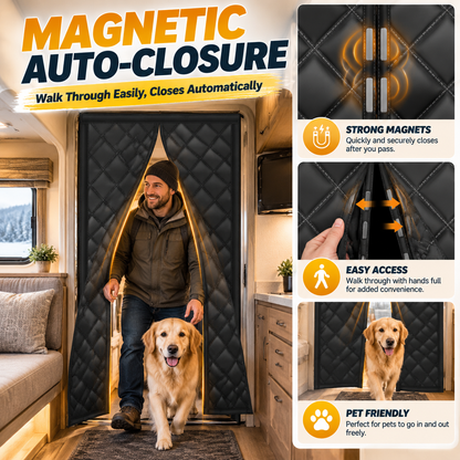 RV Insulated Door Cover, Magnetic Thermal Curtain, 33 x 80 in