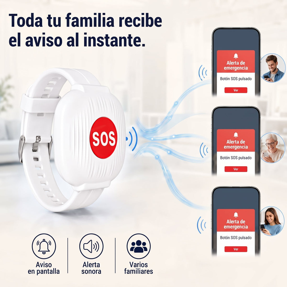 🆘 SOS Alert Bracelet – One-Press Family Notification Wristband
