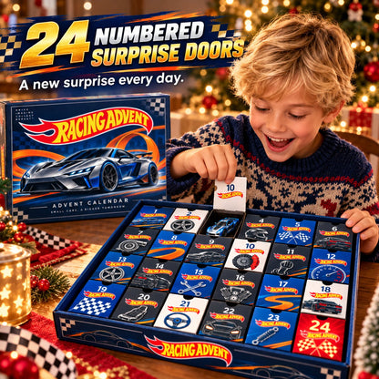 Die-Cast Racing Car Advent Calendar | 24 Day Garage Themed Holiday Countdown Box