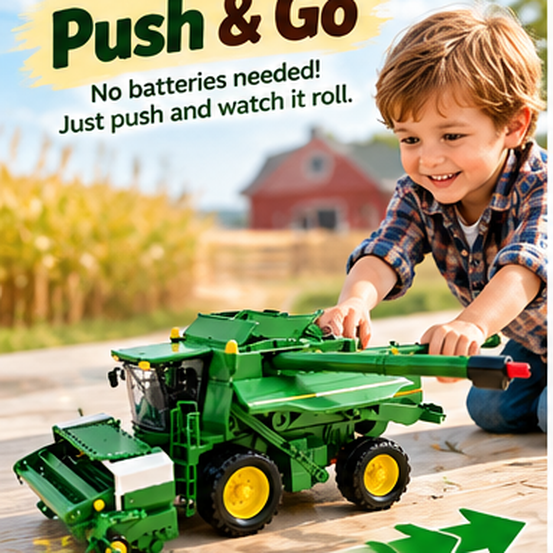Interactive Farm Harvester Toy Car | Large Size Inertial Combine With Working Parts