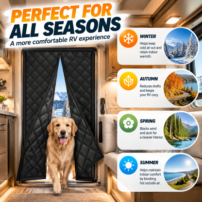 RV Insulated Door Cover, Magnetic Thermal Curtain, 33 x 80 in