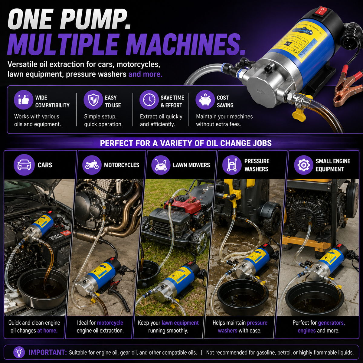 💪 HOT DEAL | 12V 100W Oil Transfer Pump – 1–4 L/min Portable Engine Oil Extractor for DIY Maintenance