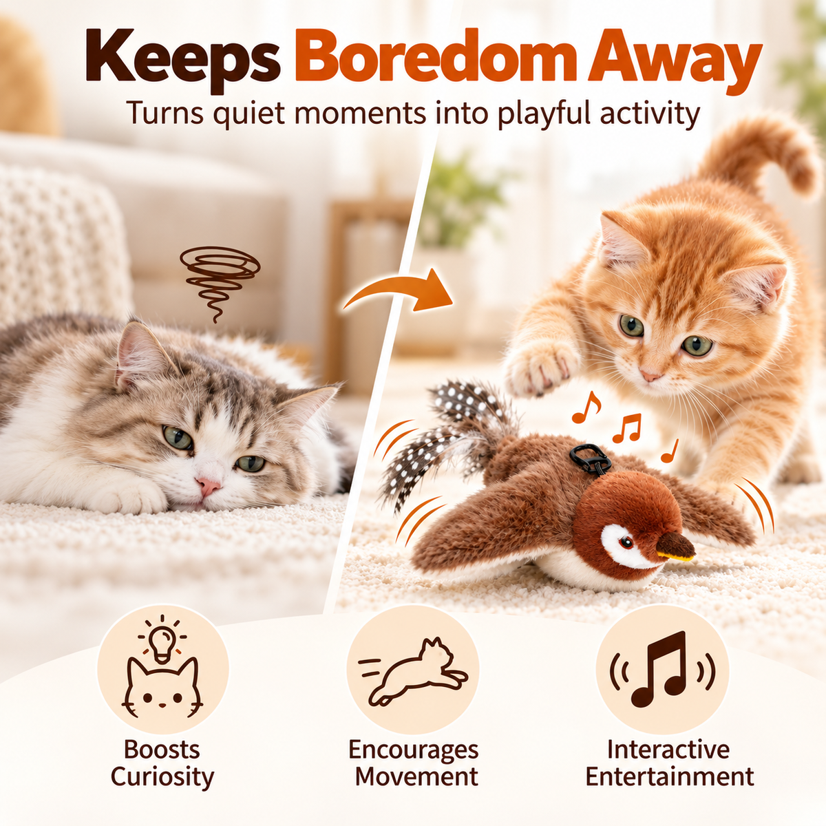 Flapping Bird Cat Toy – Interactive Catnip Plush