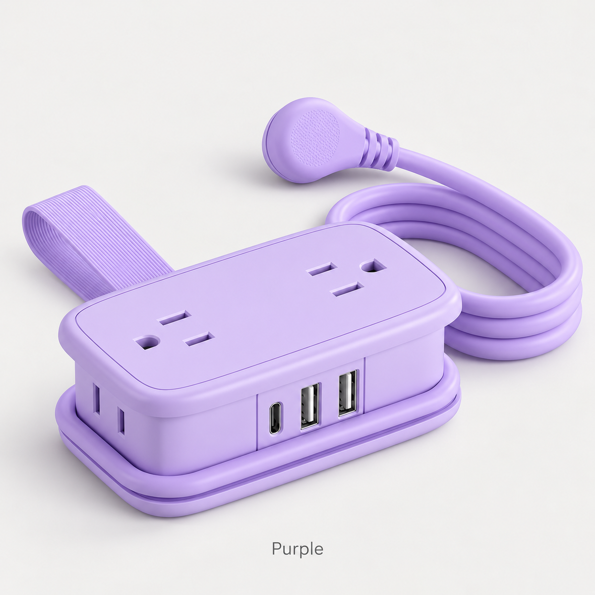 7-in-1 Travel Power Strip with USB-C & USB-A – Compact Wrap-Around Cord & Flat Plug