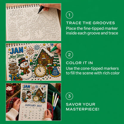 🎨Color The Year 2027: Trace-By-Groove Creative Calendar📅