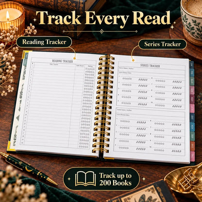 📖✨Midnight Study Hardcover Reading Planner for Book Lovers