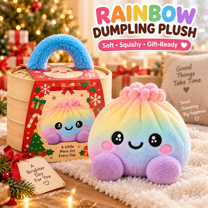 🌈Cute Plush StuffedDumpling Squishies, BigRainbow Squishes withSteamer🥟🎁