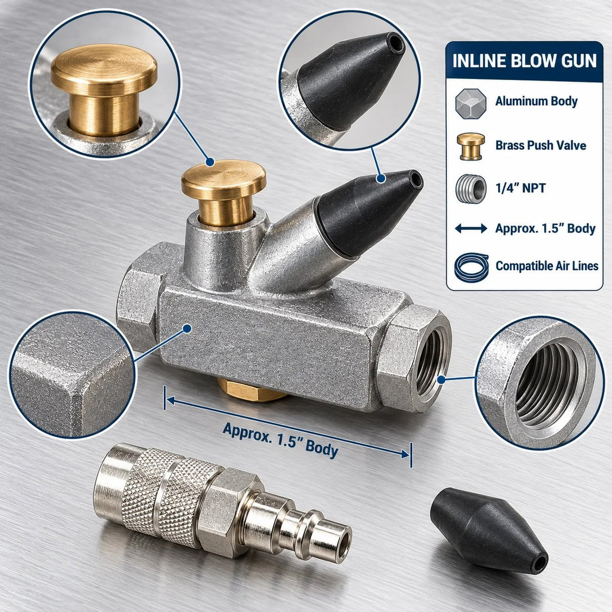 Inline One-Hand Air Blower | For hobby bench & small workshop cleaning