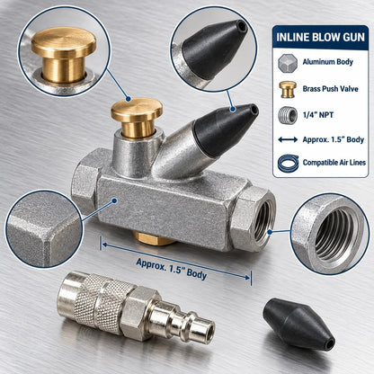 Inline One-Hand Air Blower | For hobby bench & small workshop cleaning
