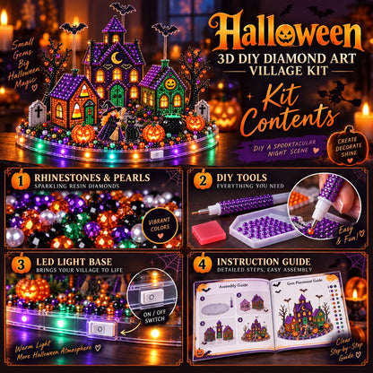 3D DIY Diamond Art Halloween Village Kit