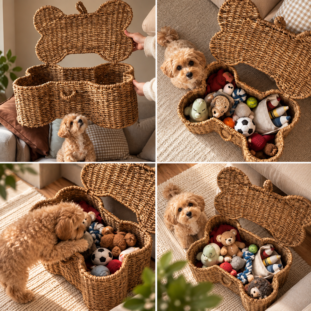 🐾 Finally, Dog Toy Storage That Belongs in the Living Room – Handwoven Bone Basket