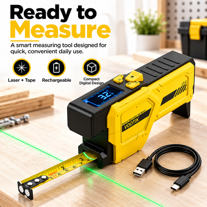 📏Digital Laser Tape Measure – 16.4 ft, Rechargeable & Memory-Enabled