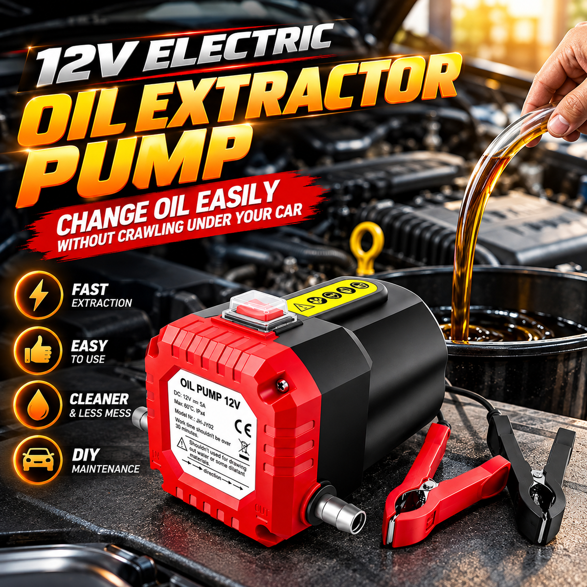 💪Fall Sale 50% OFF🔥 | 12V Portable Oil Extractor Pump – Easier DIY Oil Changes