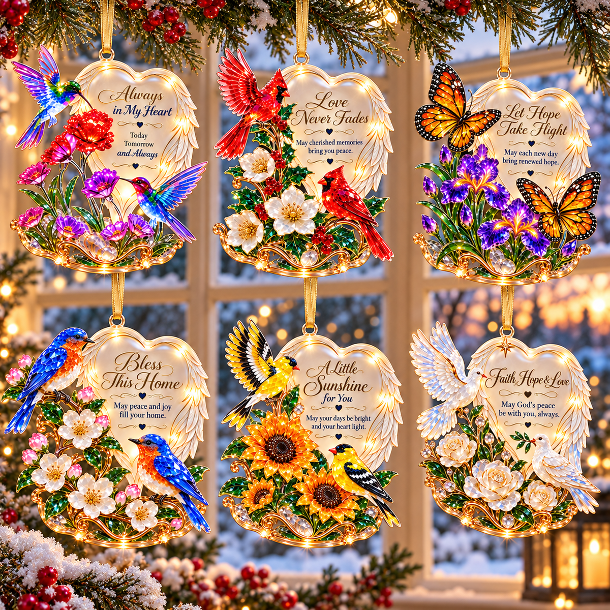 🪽 Angel Wings Heart Christmas Ornaments – 6 Inspirational Holiday Keepsake Designs