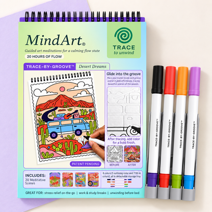 🥳2026 HOT SALE 🌿Trace-By-Groove Guided Flow Art Coloring Pad with Double-Sided Markers 🎨