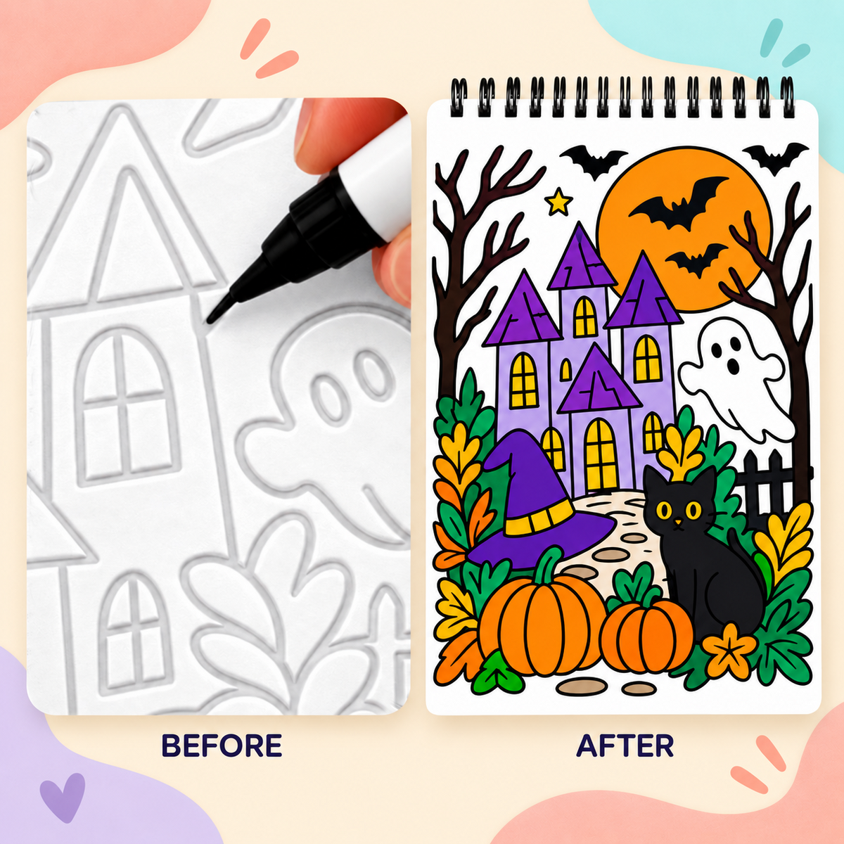 🥳2026 HOT SALE 🌿Trace-By-Groove Guided Flow Art Coloring Pad with Double-Sided Markers 🎨