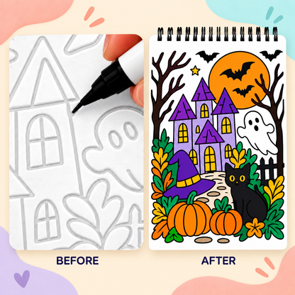 🥳2026 HOT SALE 🌿Trace-By-Groove Guided Flow Art Coloring Pad with Double-Sided Markers 🎨