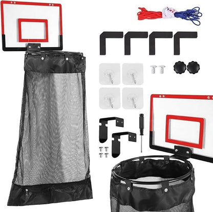 🏀Door Basketball Hoop with Laundry Hamper – Kids Indoor Basketball Set & Hanging Clothes Basket