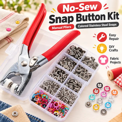 🎨Seamless Stitching Sewing Kit-100Pcs Invisible Colored Metal Buckle & Manual Pressure Pliers 🔧