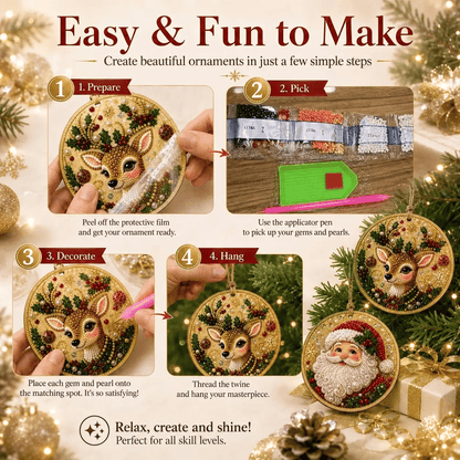 6Pcs/12Pcs Christmas DIY Diamond Painting Ornaments Kit