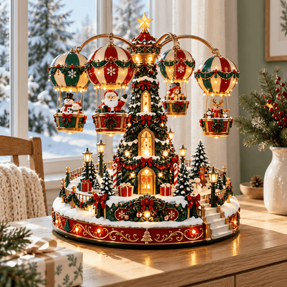 Christmas Sky Ride – Rotating Hot Air Balloon Christmas Village with Lights & Music 🎅🎄