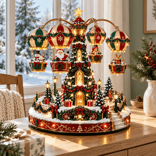 Christmas Sky Ride – Rotating Hot Air Balloon Christmas Village with Lights & Music 🎅🎄