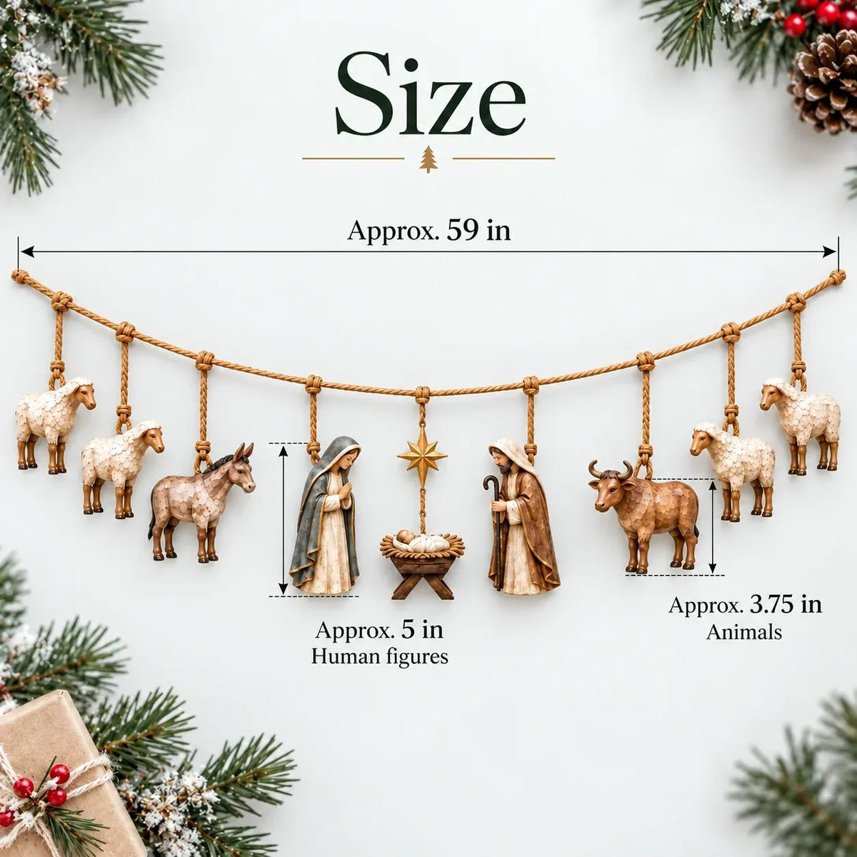 ✝️🎄Handcrafted Wooden Nativity Garland