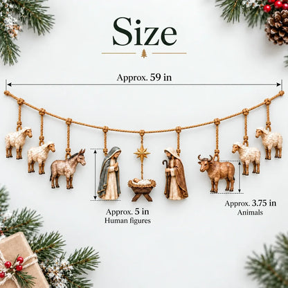 ✝️🎄Handcrafted Wooden Nativity Garland