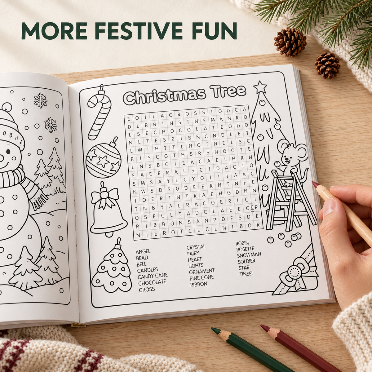 🎄Happy Days‑Cosy Christmas Advent Colouring Book | Hardback Edition | 24 Sealed Daily Surprise Sections | All‑Ages Screen‑Free Festive Activity