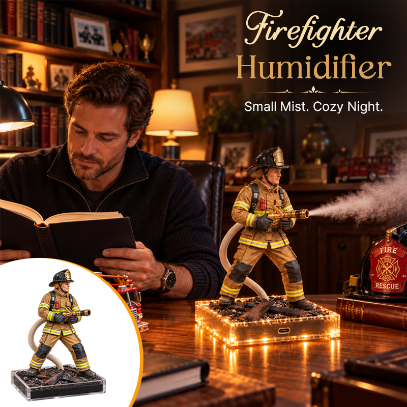 🚒 Firefighter Mist Humidifier – LED Rescue Scene Desk Decor & Gift for Firefighter Fans