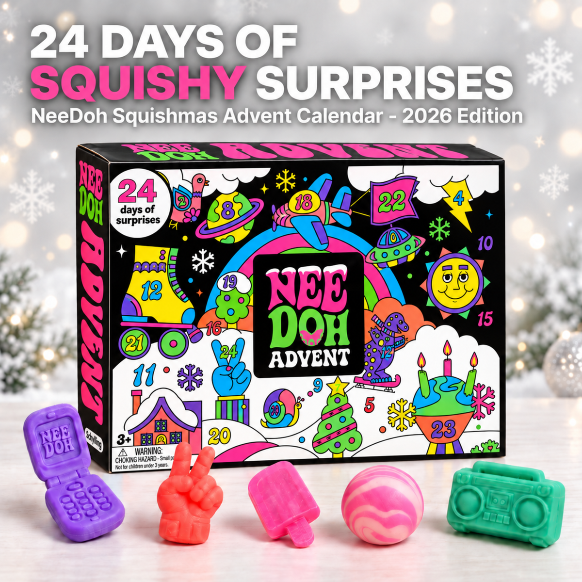 NeeDoh Squishmas Advent Calendar 2026 with 24 squishy surprises