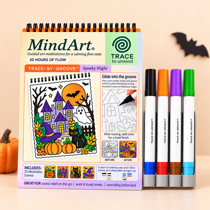 🥳2026 HOT SALE 🌿Trace-By-Groove Guided Flow Art Coloring Pad with Double-Sided Markers 🎨