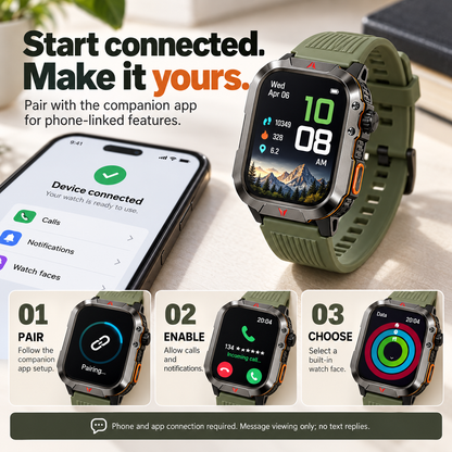 ⌚2.01-Inch Sport Smartwatch with Calls, Activity Modes & Side LED Light🎁