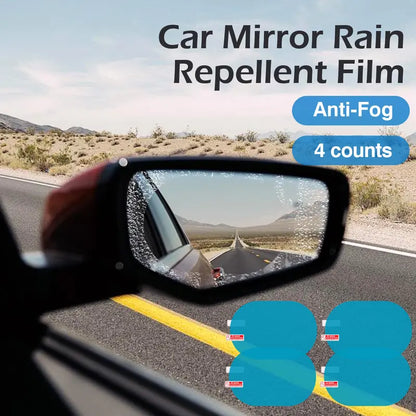 🚗 4PCS Car Rearview Mirror Rainproof & Anti-Fog Film – Clear Vision in Rain💦