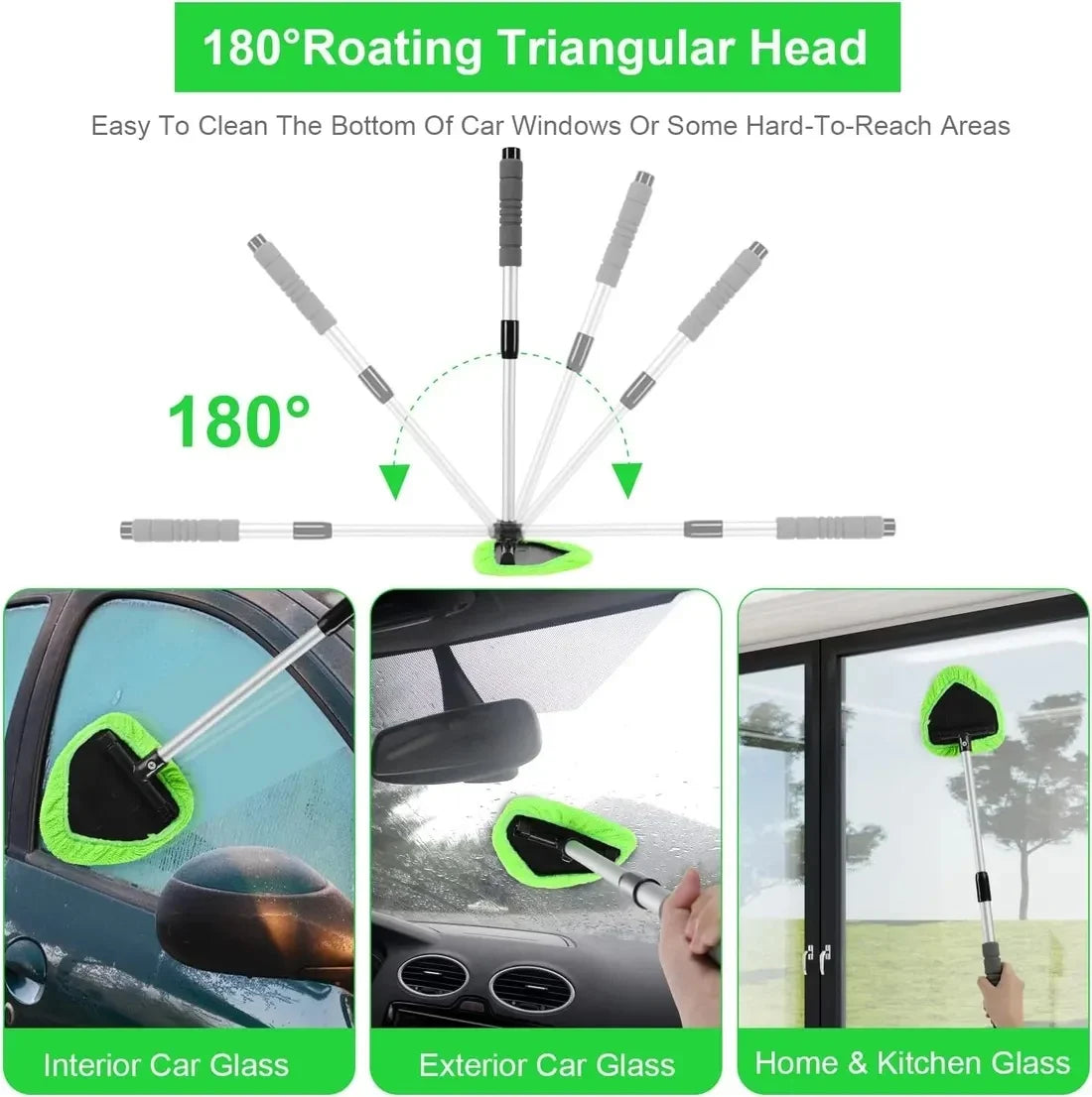 🪟9 PCS Car Window Cleaner Kit Extendable Handle Windshield Cleaning Tool