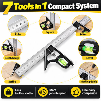 📐7-in-1 Heavy-Duty Combination Square & Precision Marking Gauge