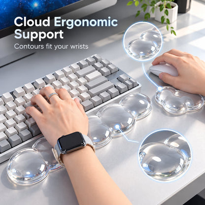 Transparent Jelly Hand Rest Pad Set  Elastic palm support to ease strain during long hours of typing and gaming