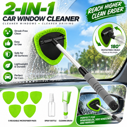 🪟9 PCS Car Window Cleaner Kit Extendable Handle Windshield Cleaning Tool