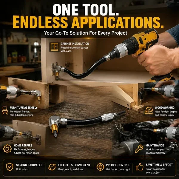 🔥Flexible Shaft Right Angle Drill Adapter Kit🔧