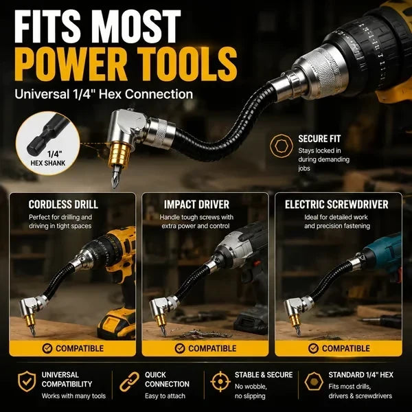 🔥Flexible Shaft Right Angle Drill Adapter Kit🔧