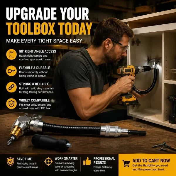 🔥Flexible Shaft Right Angle Drill Adapter Kit🔧