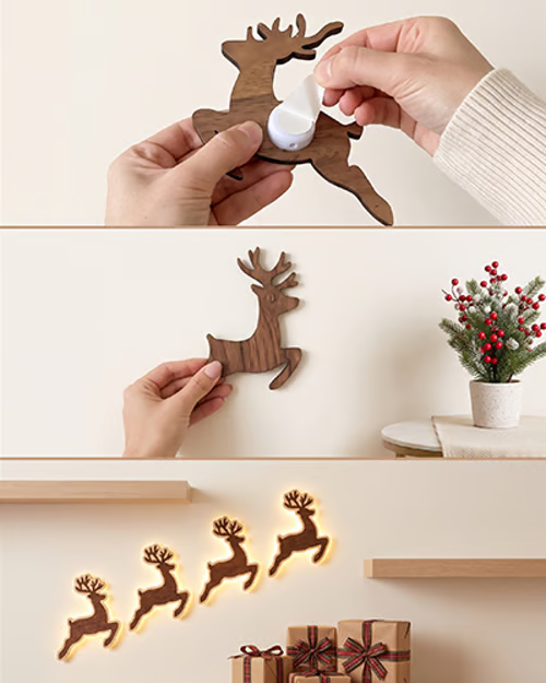 LED Reindeer Wall Decorations - Festive Christmas Lighting