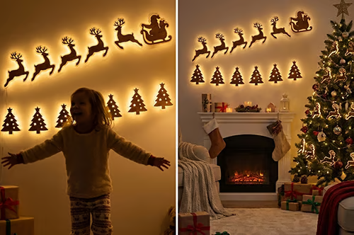 LED Reindeer Wall Decorations - Festive Christmas Lighting