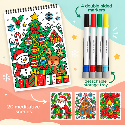 🥳2026 HOT SALE 🌿Trace-By-Groove Guided Flow Art Coloring Pad with Double-Sided Markers 🎨