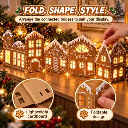 ✨Light Up the Holidays – DIY Gingerbread Village Decor Kit with Warm LED Lights